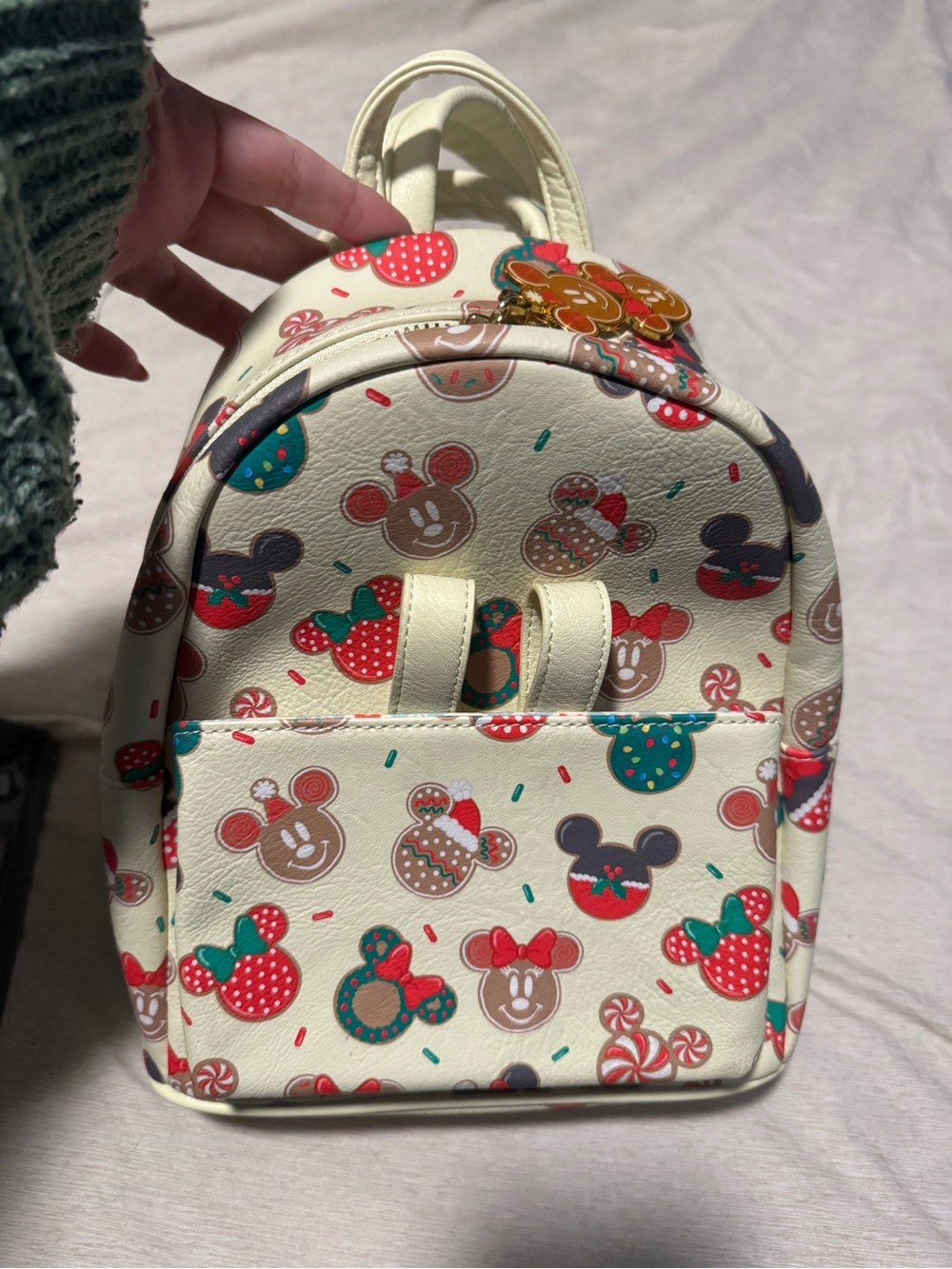 Loungefly Cream Mini Backpack with Festive Character Print